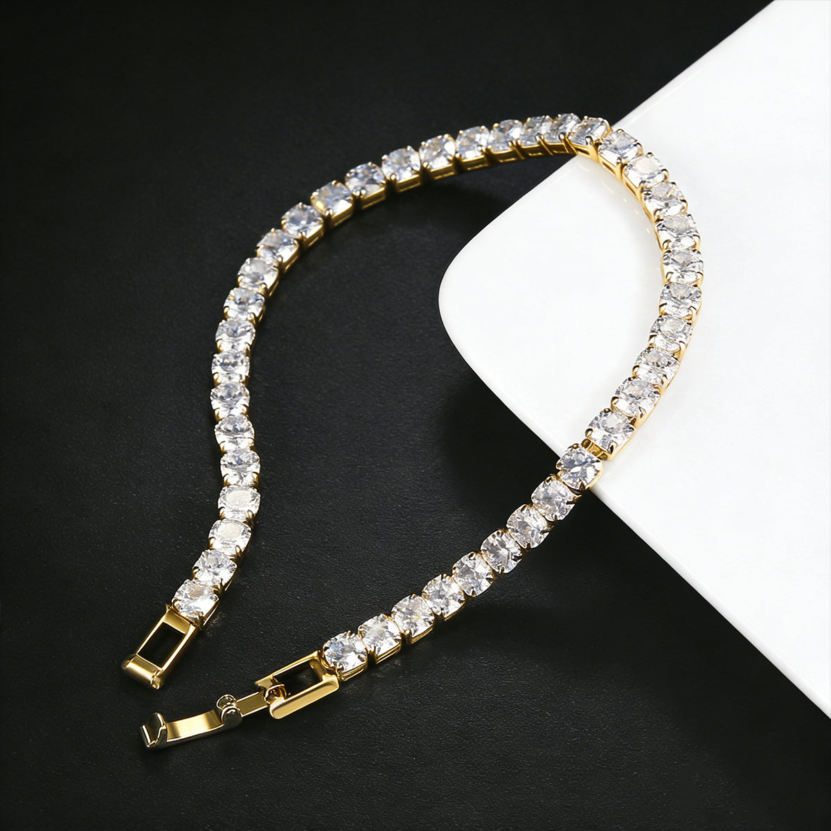 Classic Cubic Zirconia Tennis Bracelet - 14K Gold & Silver Plated Dainty Bracelet