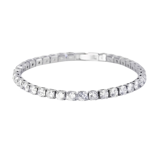 Classic Cubic Zirconia Tennis Bracelet - 14K Gold & Silver Plated Dainty Bracelet