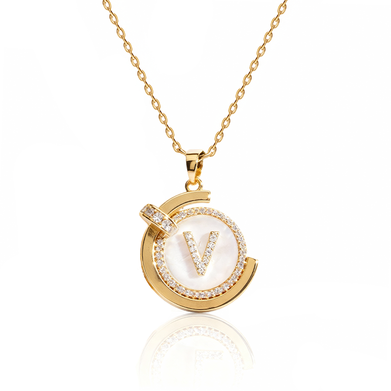 Personalized Aesthetic Mother of Pearl Initial Necklace | 14K Gold Plated | Delicate Letter Jewelry
