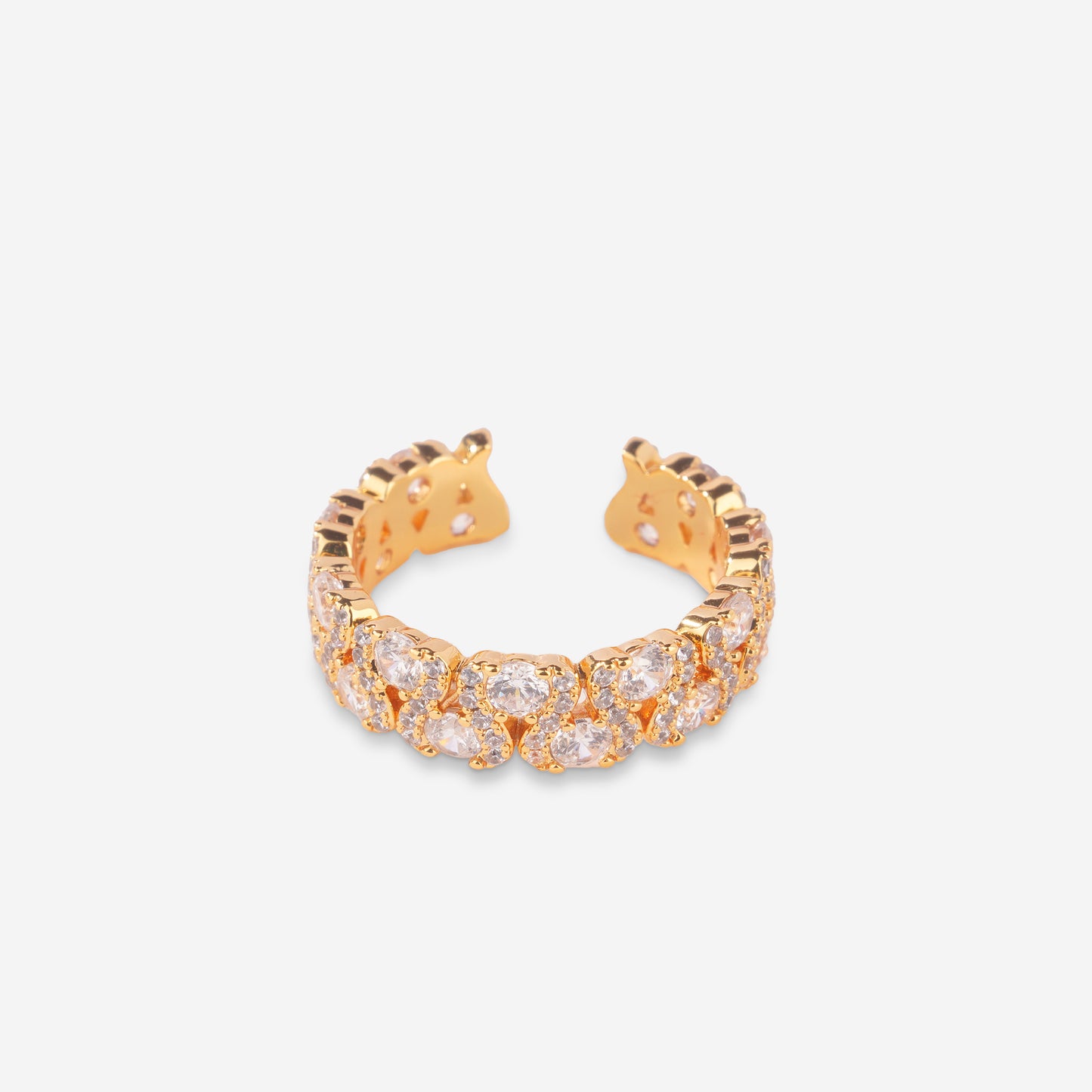 Gold Tone Adjustable Eternity Ring - Cubic Zirconia Open Band for Women