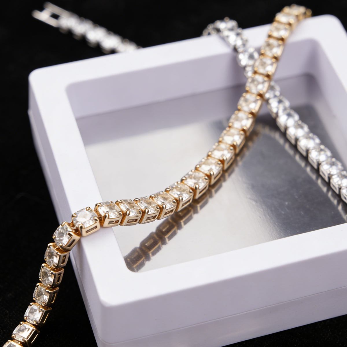 Classic Cubic Zirconia Tennis Bracelet - 14K Gold & Silver Plated Dainty Bracelet