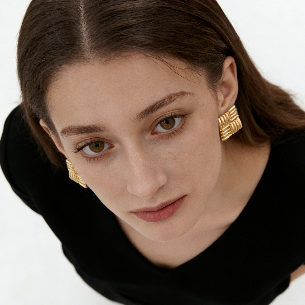14K Gold Plated Chunky Earring Collection - Vintage Geometric Hoops & Studs