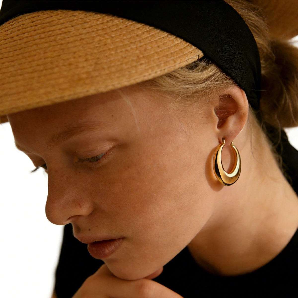 14K Gold Plated Chunky Earring Collection - Vintage Geometric Hoops & Studs