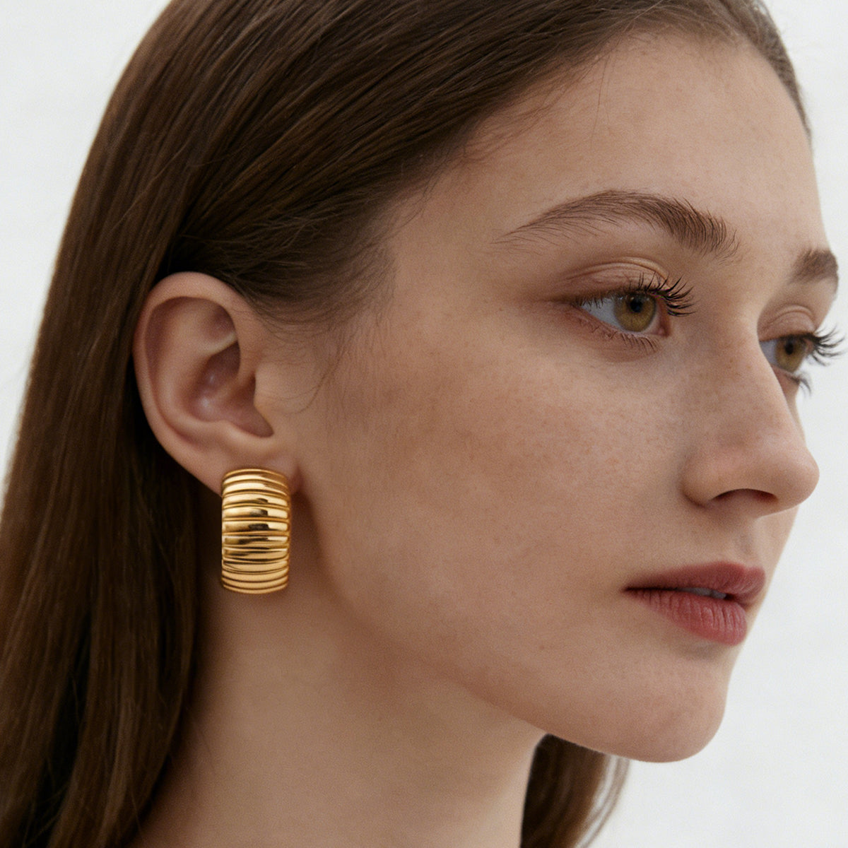 14K Gold Plated Chunky Earring Collection - Vintage Geometric Hoops & Studs