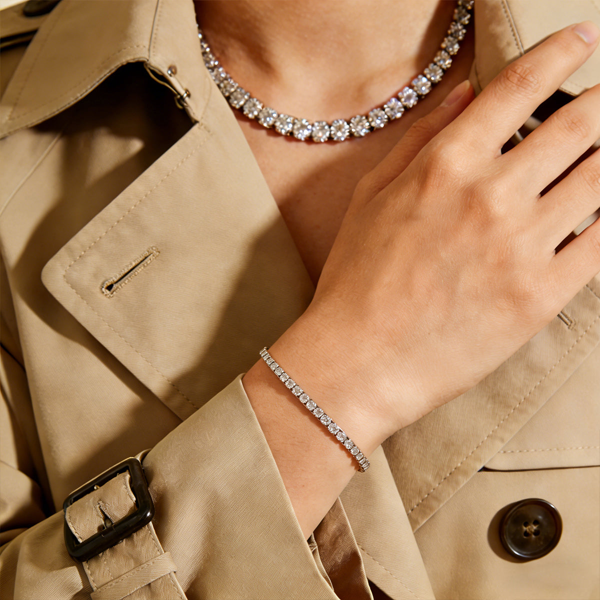 Classic Cubic Zirconia Tennis Bracelet - 14K Gold & Silver Plated Dainty Bracelet