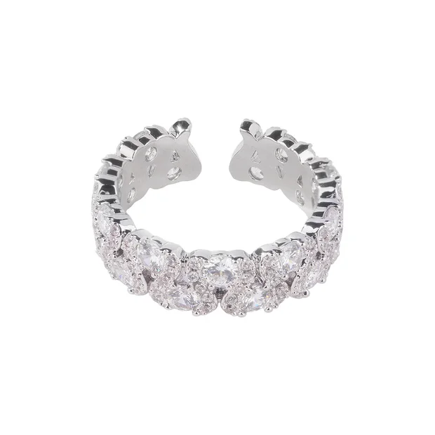 Gold Tone Adjustable Eternity Ring - Cubic Zirconia Open Band for Women