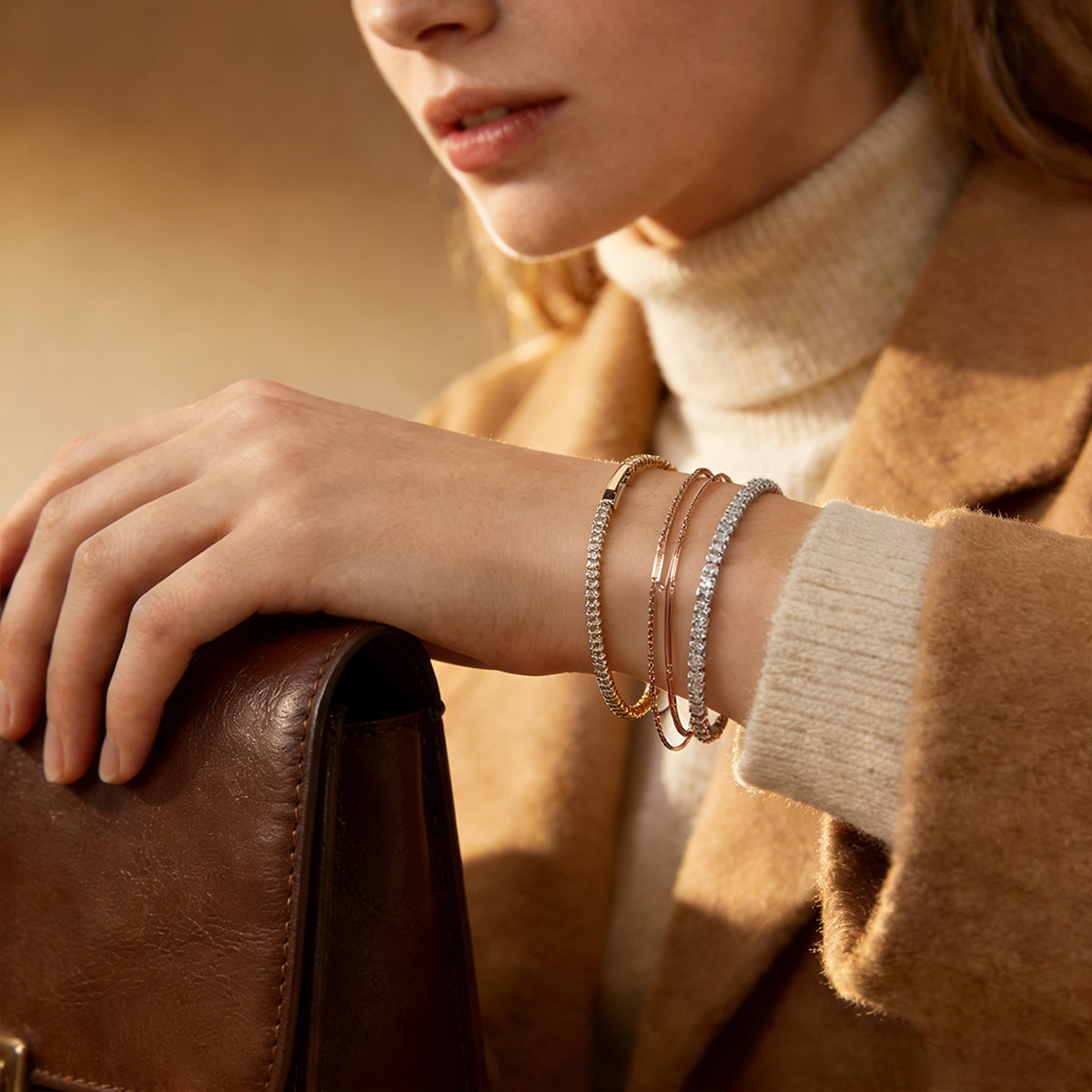 Classic Cubic Zirconia Tennis Bracelet - 14K Gold & Silver Plated Dainty Bracelet
