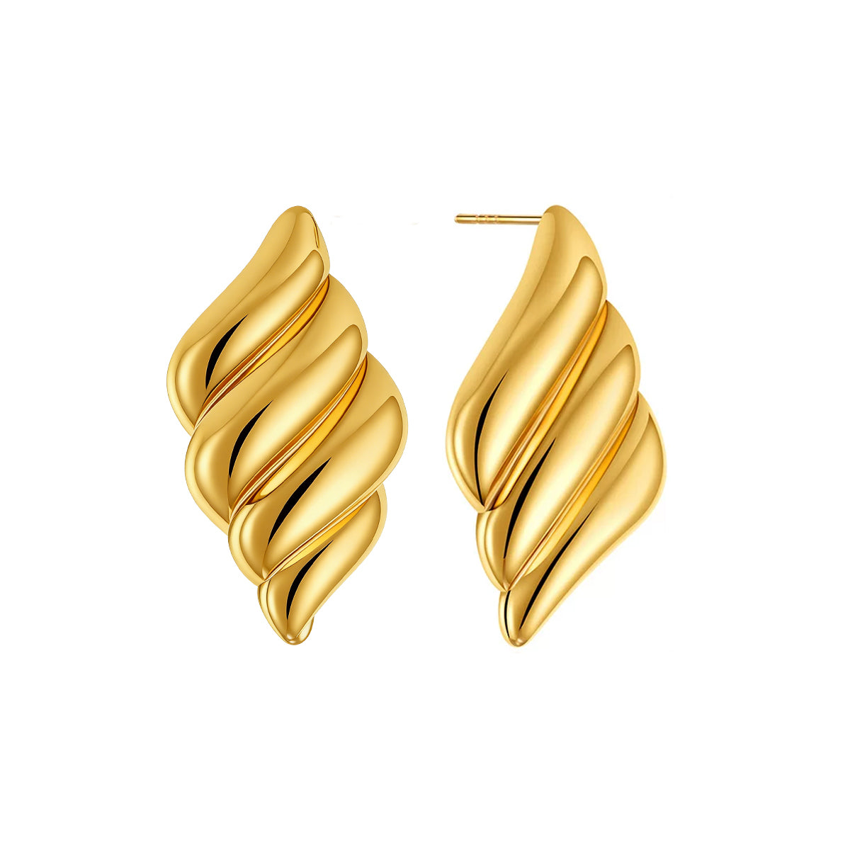 14K Gold Plated Chunky Earring Collection - Vintage Geometric Hoops & Studs
