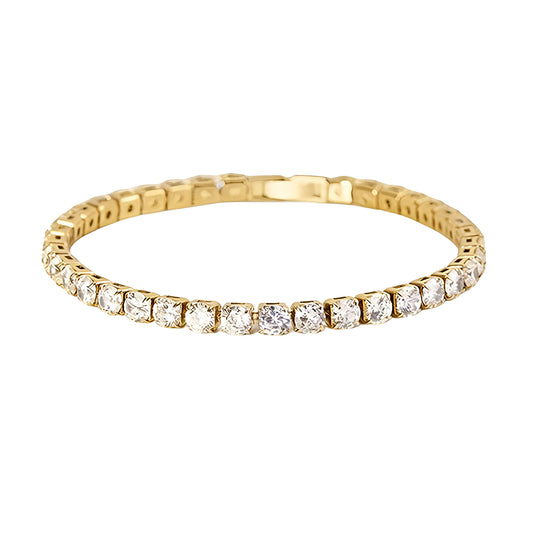 Classic Cubic Zirconia Tennis Bracelet - 14K Gold & Silver Plated Dainty Bracelet