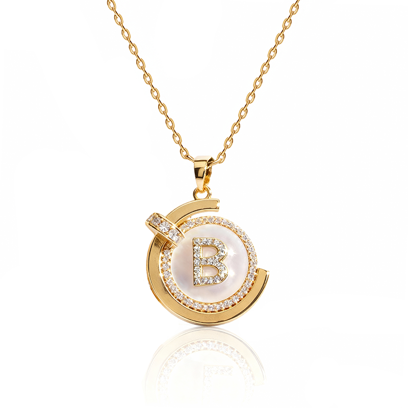 Personalized Aesthetic Mother of Pearl Initial Necklace | 14K Gold Plated | Delicate Letter Jewelry