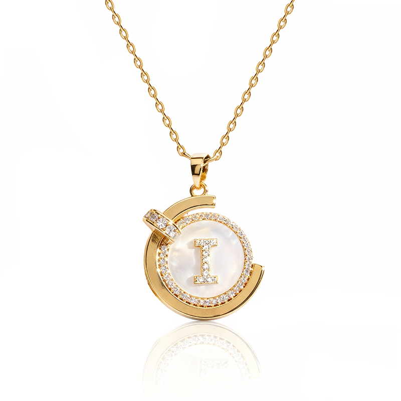 Personalized Aesthetic Mother of Pearl Initial Necklace | 14K Gold Plated | Delicate Letter Jewelry