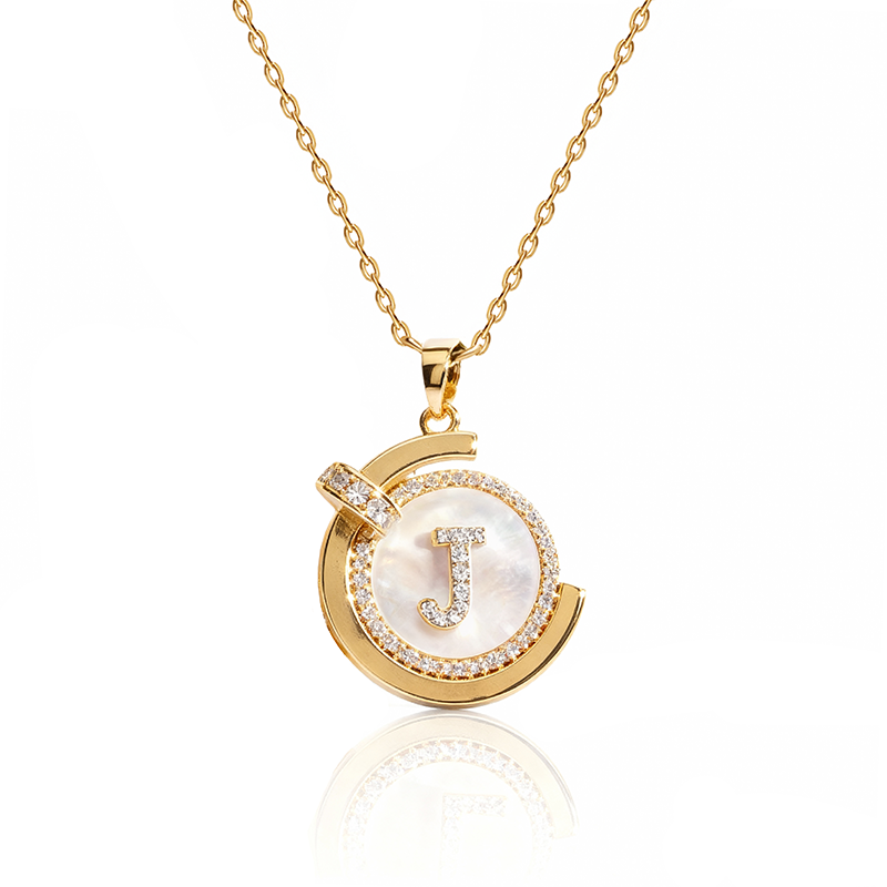 Personalized Aesthetic Mother of Pearl Initial Necklace | 14K Gold Plated | Delicate Letter Jewelry