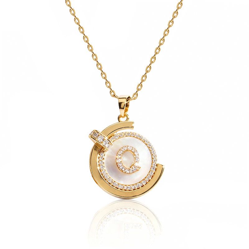 Personalized Aesthetic Mother of Pearl Initial Necklace | 14K Gold Plated | Delicate Letter Jewelry