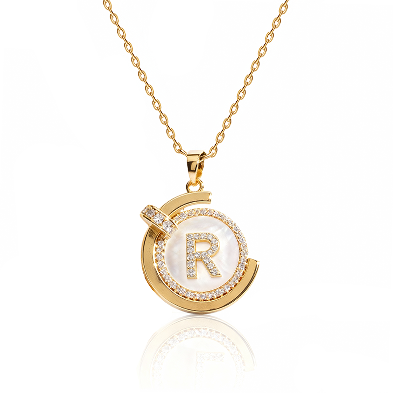 Personalized Aesthetic Mother of Pearl Initial Necklace | 14K Gold Plated | Delicate Letter Jewelry