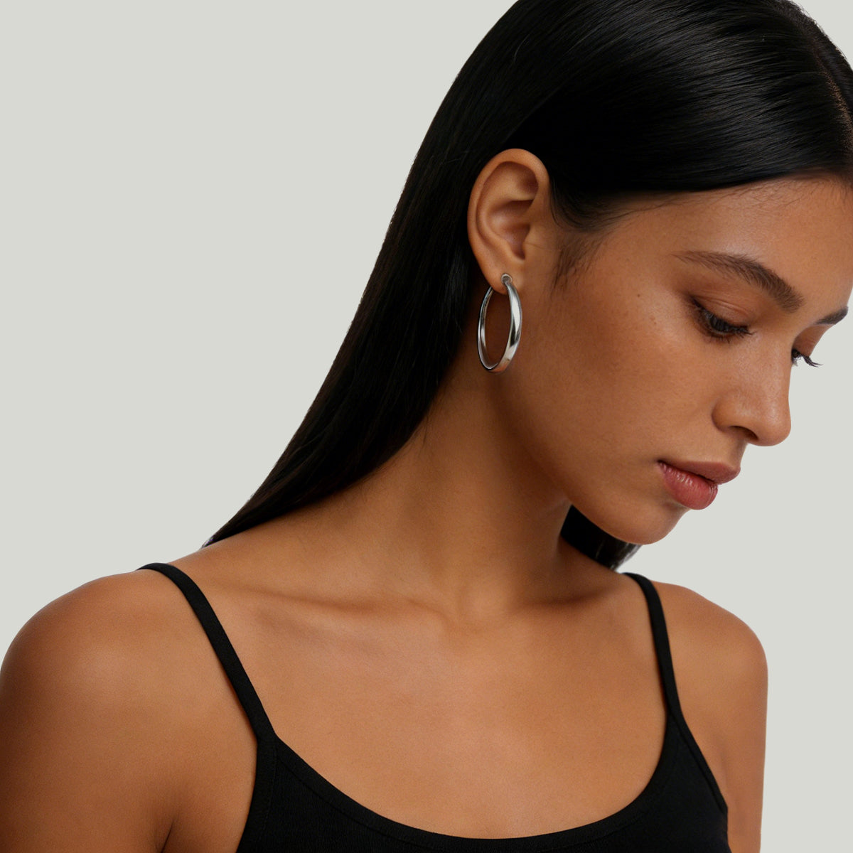 Large Flat Hoop Earrings - 14K Gold-Plated Wide Statement Hoops